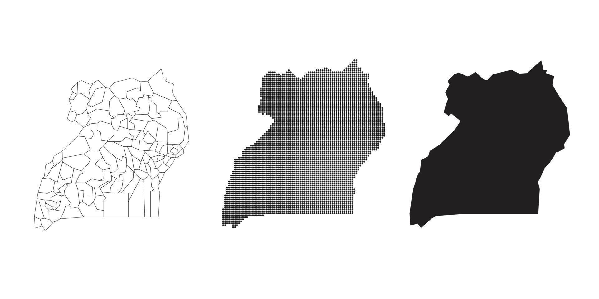 mappa dell'uganda isolata su uno sfondo bianco. vettore