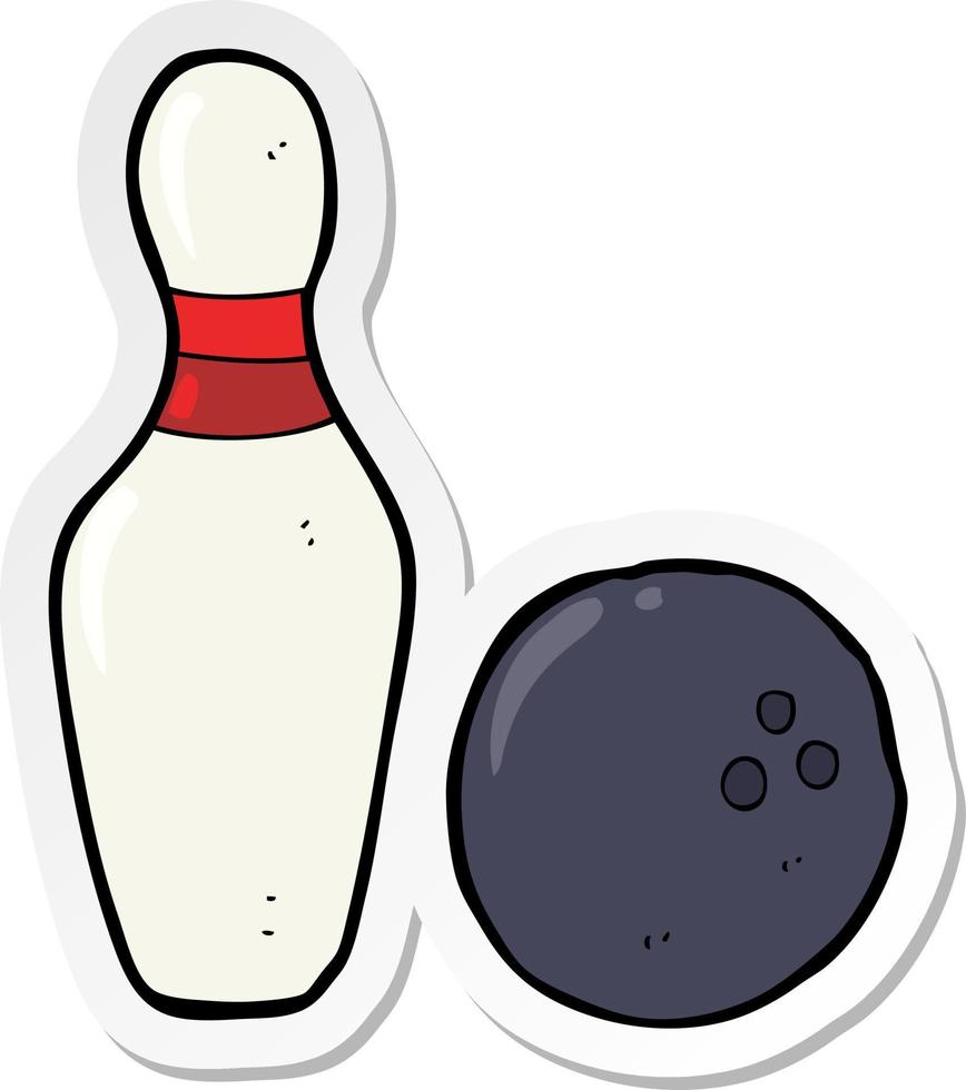 adesivo di un cartone animato di bowling a dieci birilli vettore