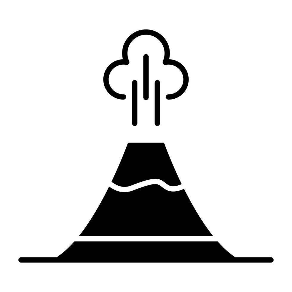 icona del glifo del vulcano vettore