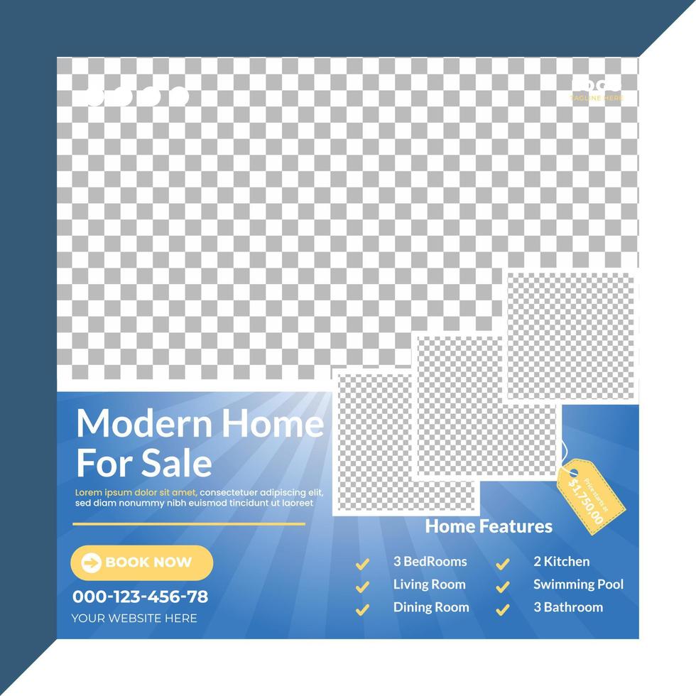 casa moderna minimale in vendita post sui social media vettore