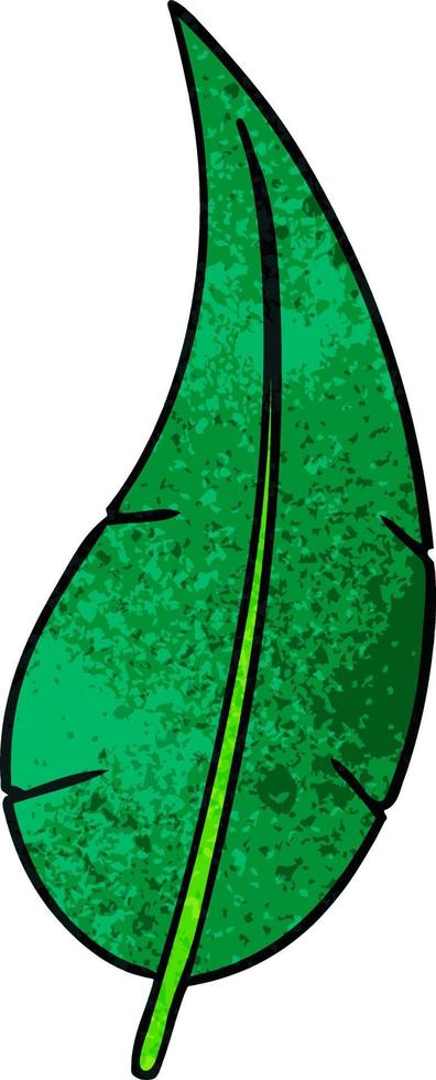 scarabocchio del fumetto strutturato di una foglia lunga verde vettore