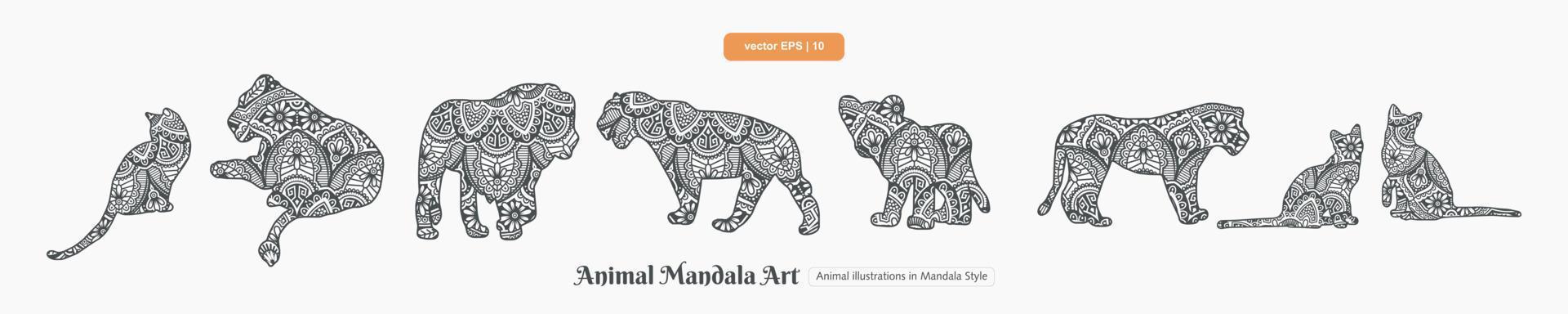 arte mandala animale. elementi in stile boho. vettore