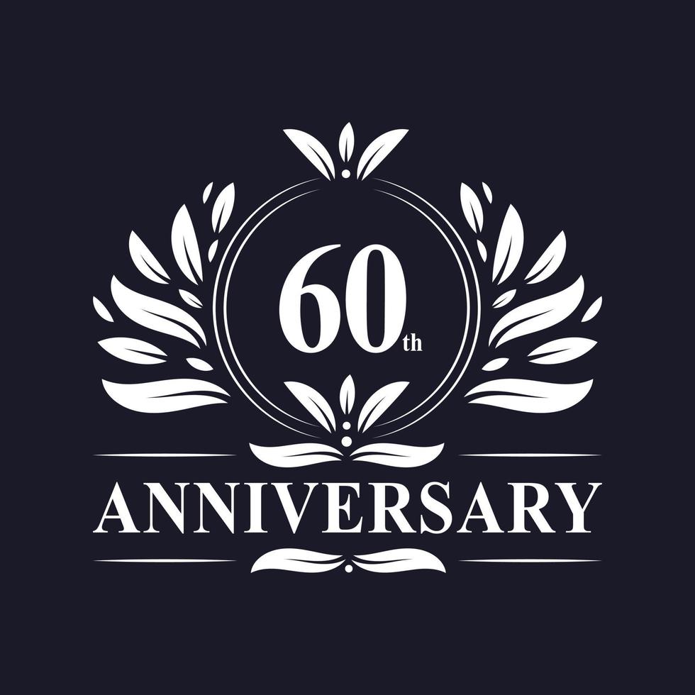 Logo dell'anniversario di 60 anni, lussuosa celebrazione del design del 60° anniversario. vettore