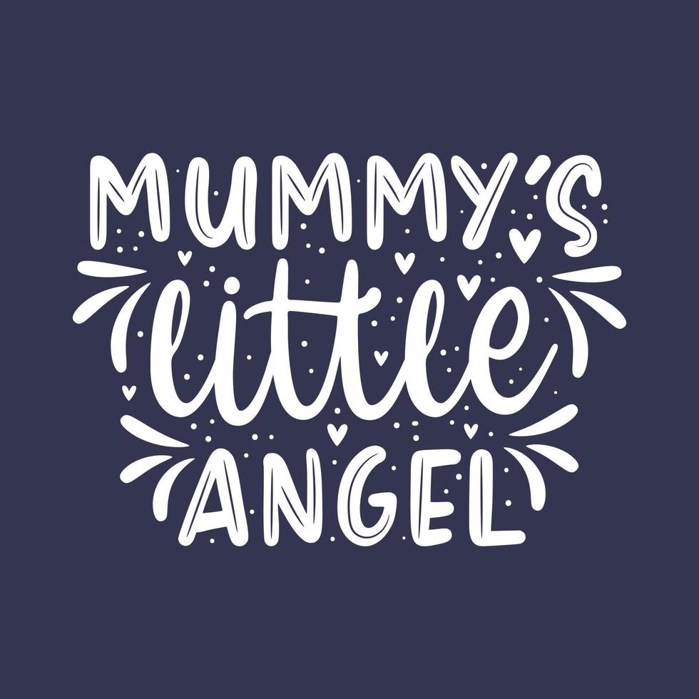 mummia piccolo angelo, belle citazioni per la festa della mamma lettering design vettore