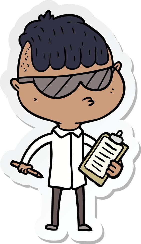 adesivo di un ragazzo cartone animato che indossa occhiali da sole vettore