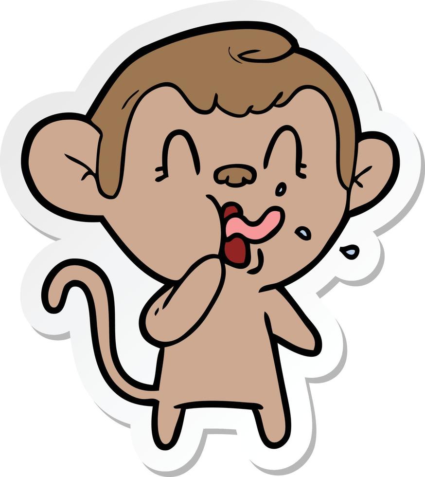 adesivo di una scimmia pazza cartone animato vettore