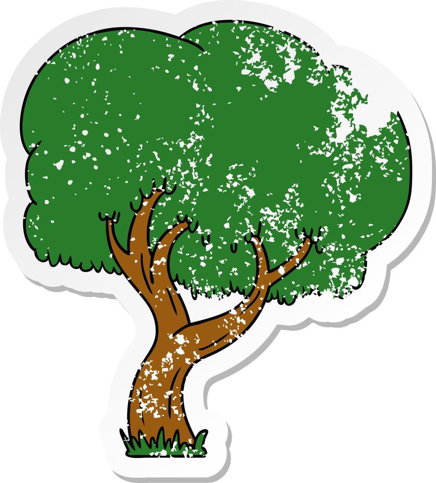 adesivo in difficoltà cartone animato doodle di un albero estivo vettore