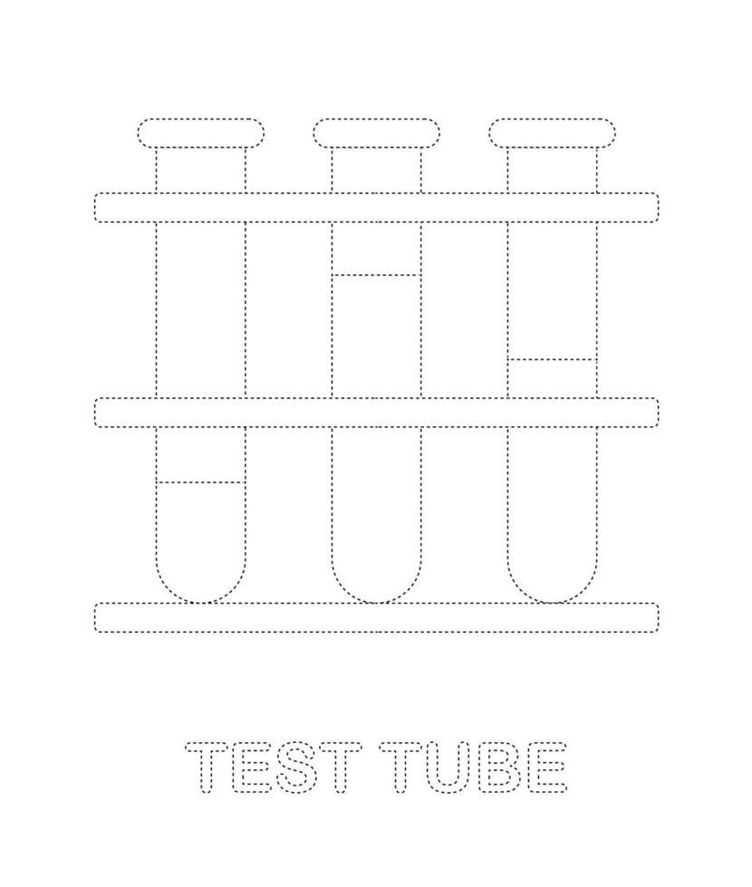 foglio di lavoro per tracciare provette per bambini vettore