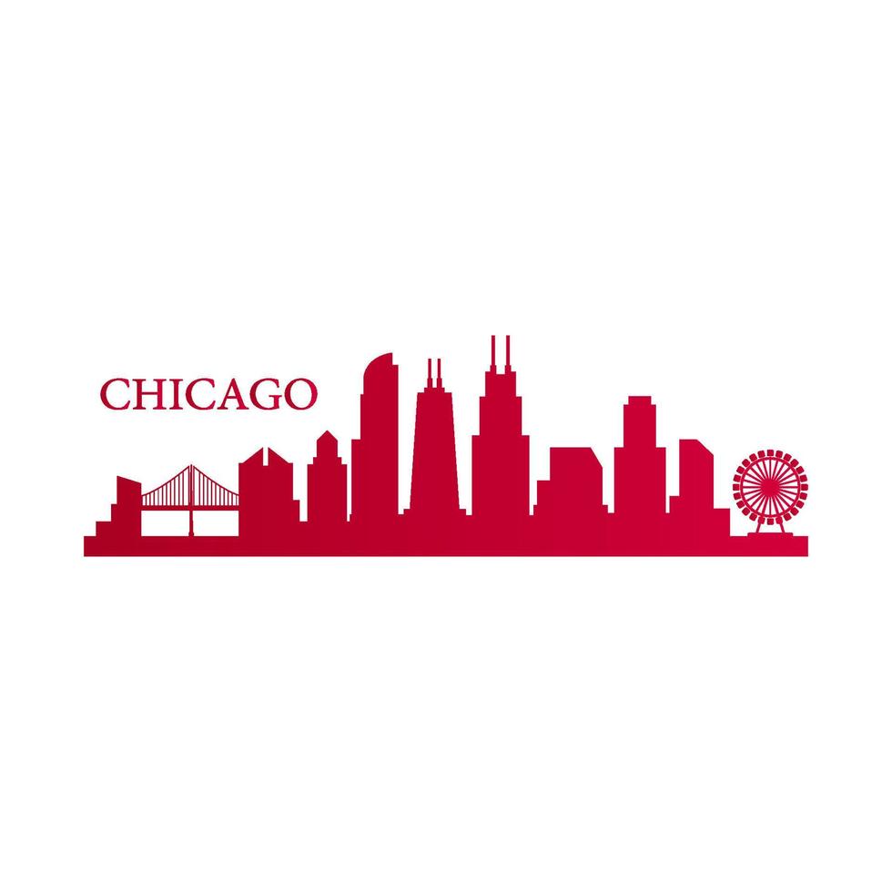 skyline di chicago illustrato vettore