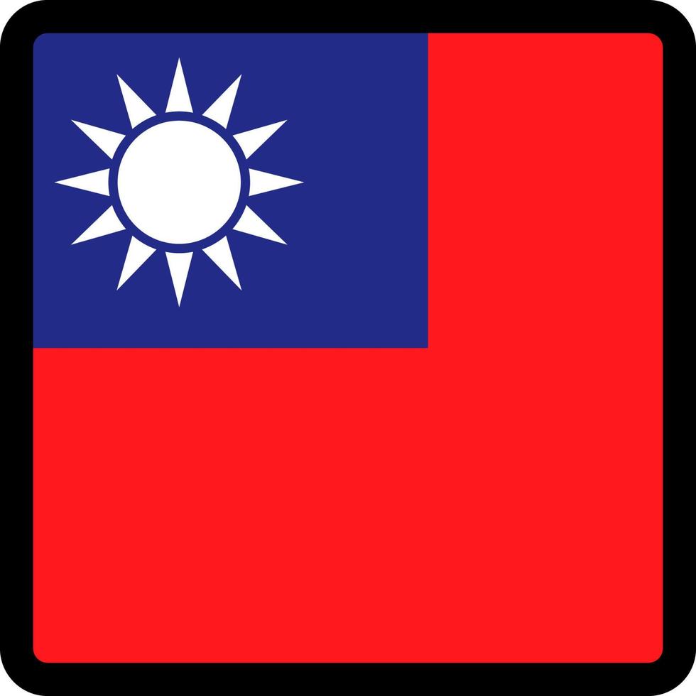 bandiera di taiwan a forma di quadrato con contorno contrastante, segno di comunicazione sui social media, patriottismo, un pulsante per cambiare la lingua sul sito, un'icona. vettore