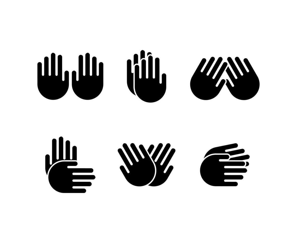 insieme dell'icona del simbolo del logo della mano con un gesto diverso vettore