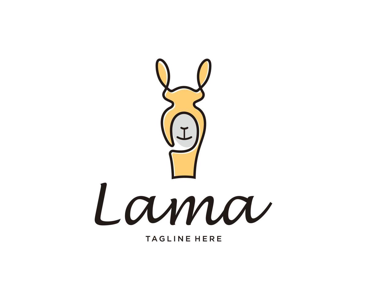 design del logo lama alpaca lama con modello vettoriale line art