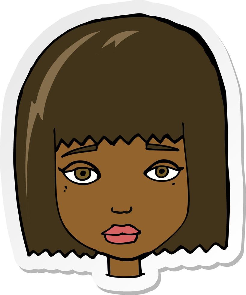 adesivo di un volto femminile cartone animato vettore