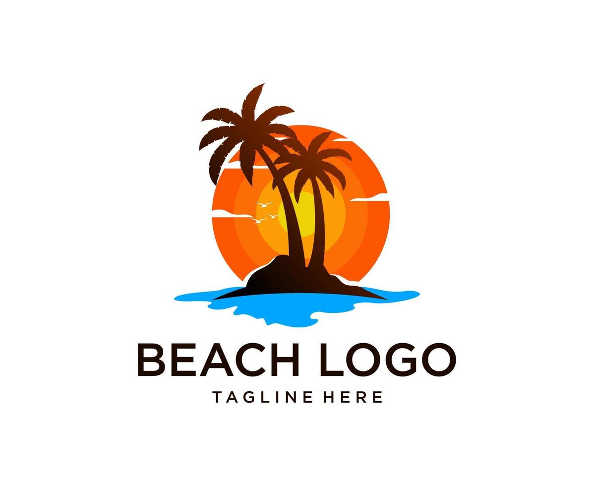 spiaggia, onda, tramonto logo design ispirazioni per il design vettoriale