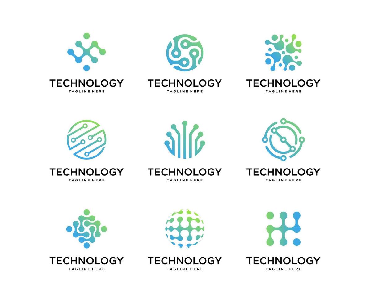 set di modello vettoriale di progettazione logo tecnologia