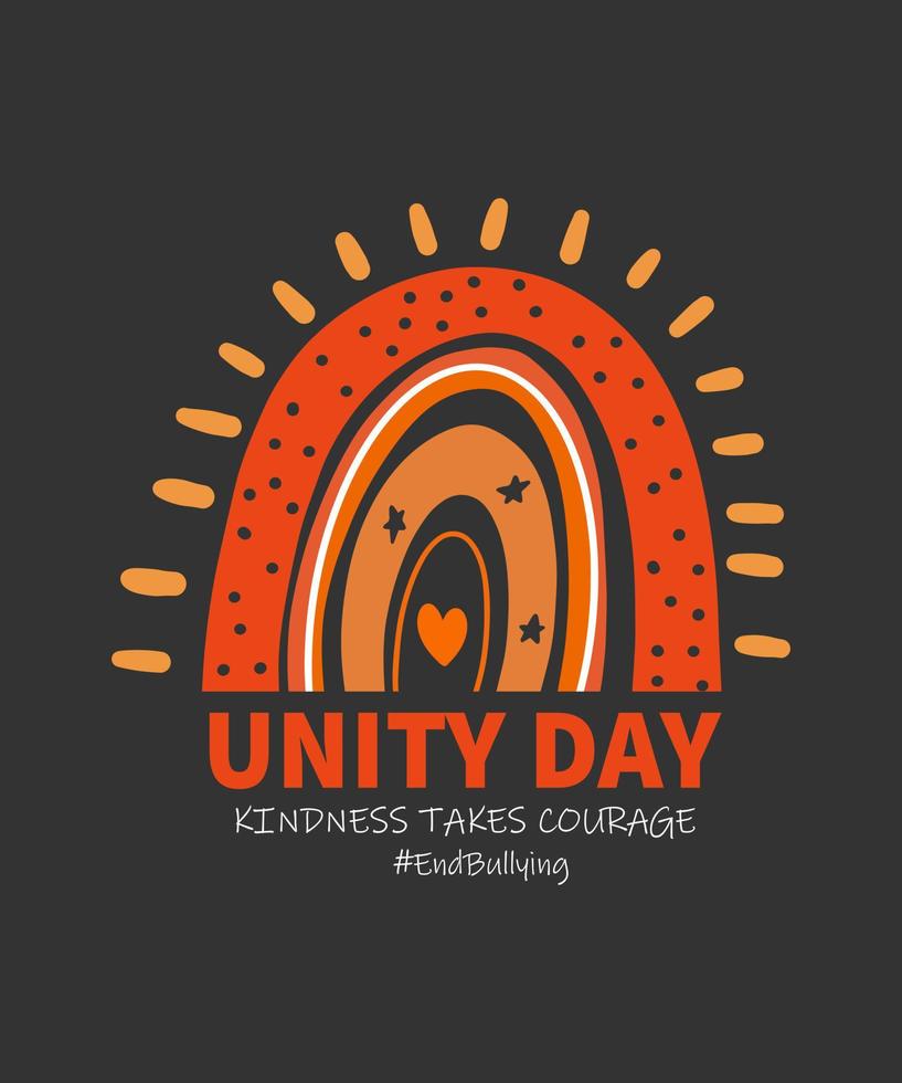 unity day maglietta arancione la gentilezza prende coraggio e la maglietta del bullismo vettore