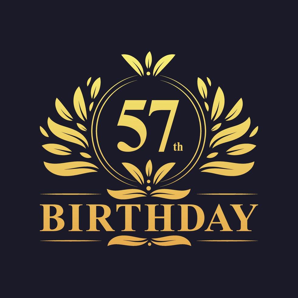 logo di lusso per il 57° compleanno, celebrazione di 57 anni. vettore