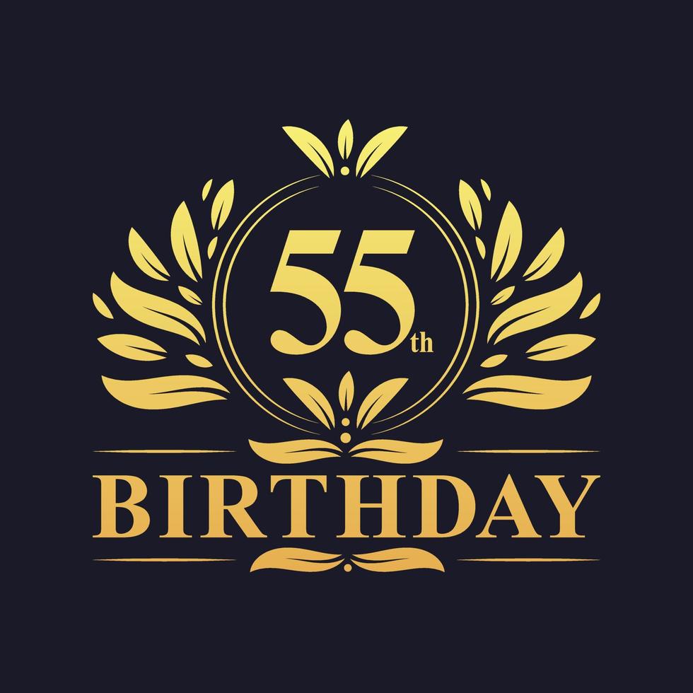 logo di lusso per il 55° compleanno, celebrazione di 55 anni. vettore