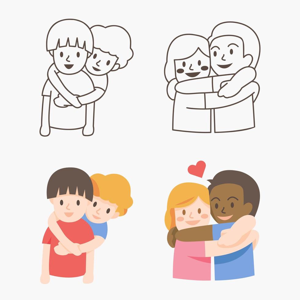 set di icone di colore piatto per bambini felici di giorno dell'amicizia. amico sociale. illustrazione vettoriale