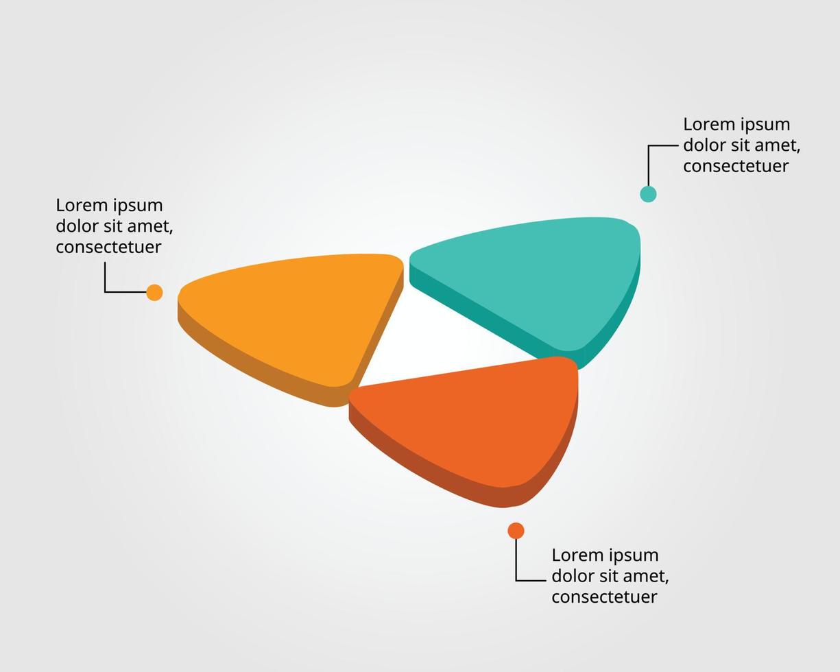 modello triangolo per infografica per la presentazione per 3 elementi vettore