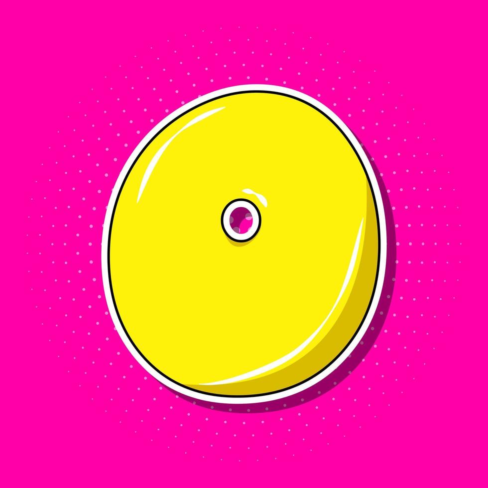 pop art giallo numero 0 su sfondo rosa punteggiato. vettore