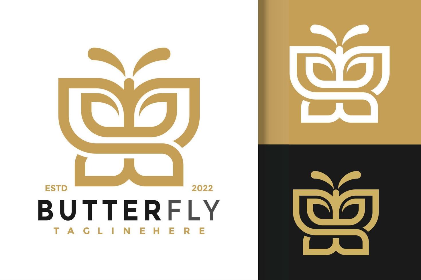 modello di vettore di progettazione di logo moderno marchio di bellezza farfalla