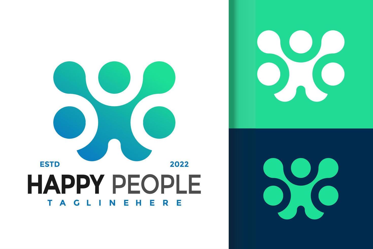 le persone felici puntino il modello di vettore di progettazione di logo moderno