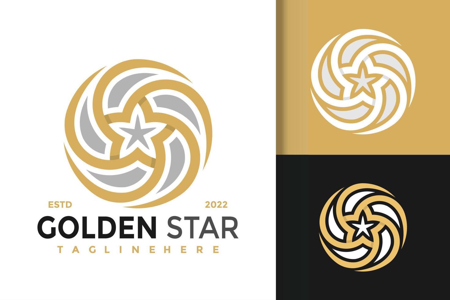 modello vettoriale di design del logo moderno cerchio stella d'oro