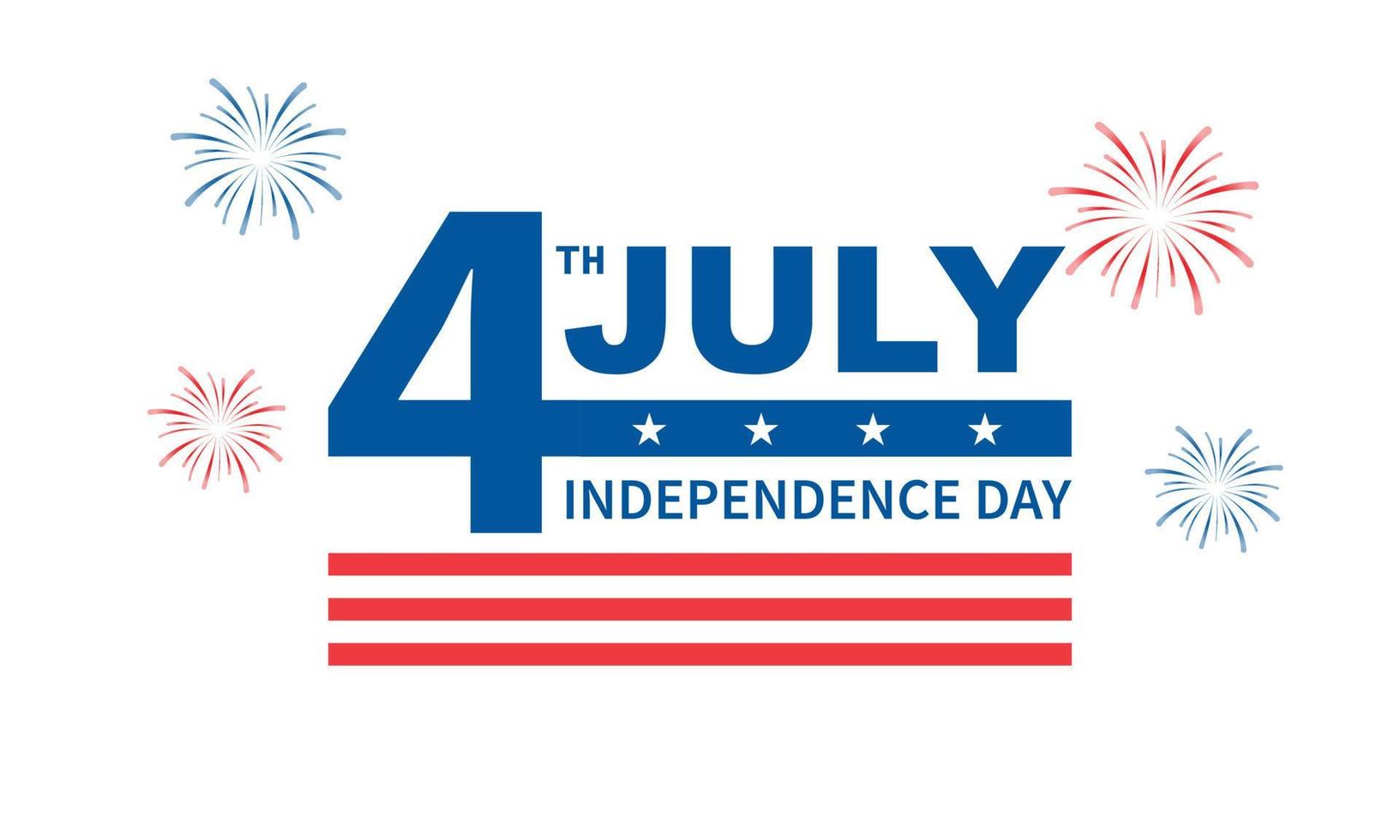 felice 4 luglio fuochi d'artificio - festa dell'indipendenza usa sfondo blu con la bandiera degli stati uniti e 4 luglio tipografia - illustrazione vettoriale