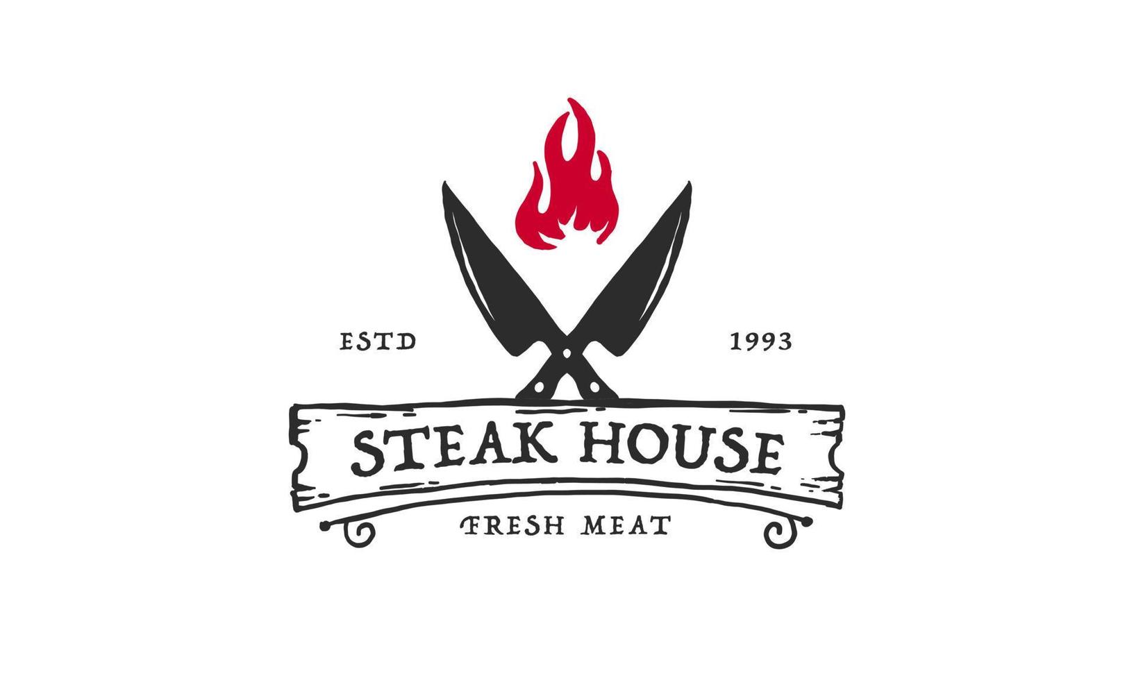 ristorante barbecue - concetto di logo minimalista. logo del barbecue, illustrazione vettoriale