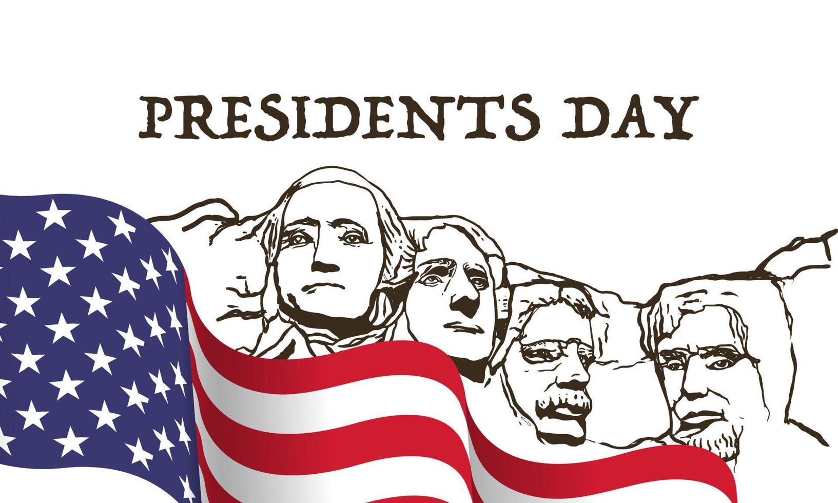 banner del giorno dei presidenti sfondo blu illustrazione vettoriale scritte felice festa del presidente rushmore usa presidenti