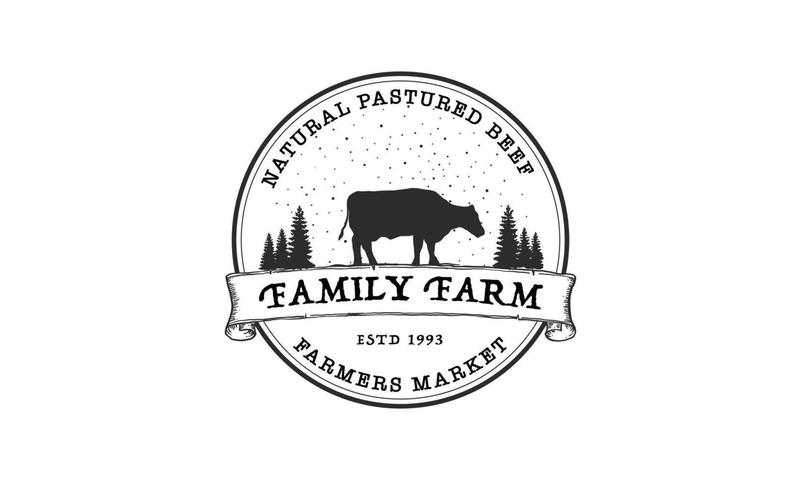 modello di logo di concetto di fattoria. etichetta per i prodotti agricoli. illustrazione vettoriale