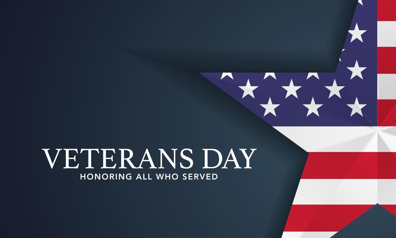 giorno dei veterani degli Stati Uniti con la stella nei colori della bandiera nazionale bandiera americana. onorando tutti coloro che hanno servito. illustrazione vettoriale. vettore