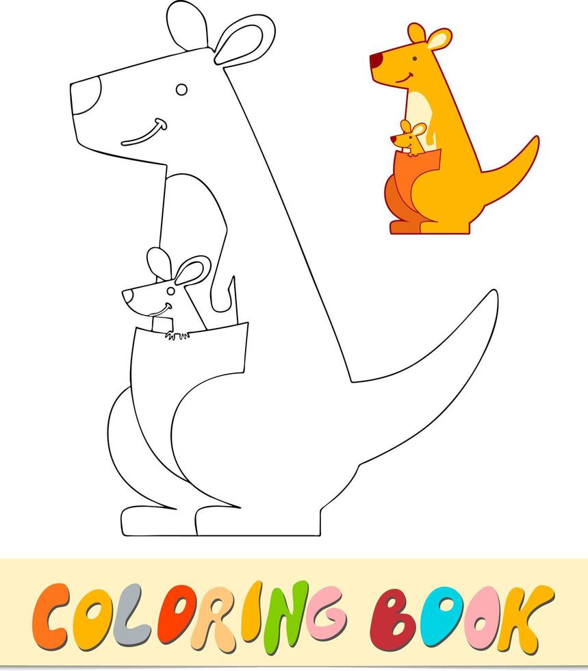 libro da colorare o pagina per bambini. canguro in bianco e nero illustrazione vettoriale