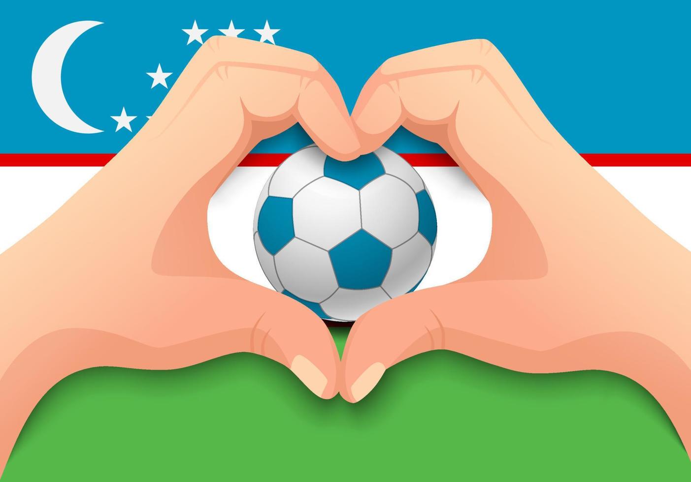 uzbekistan pallone da calcio e mano a forma di cuore vettore