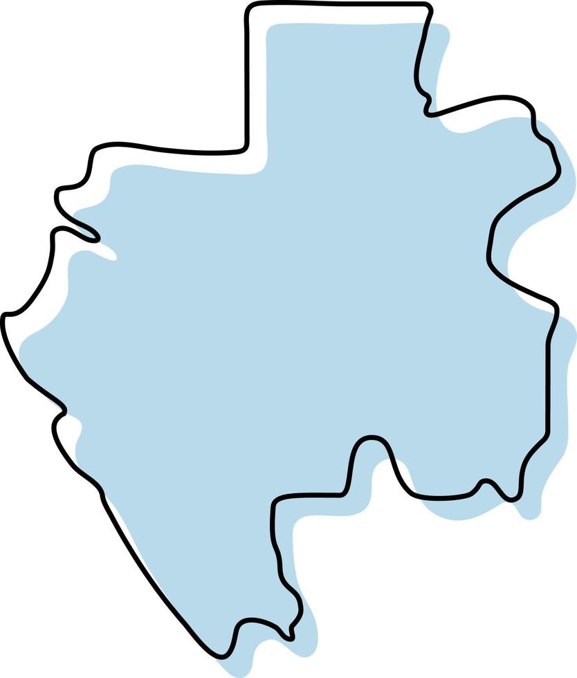 mappa stilizzata semplice dell'icona del gabon. mappa di schizzo blu dell'illustrazione vettoriale del gabon
