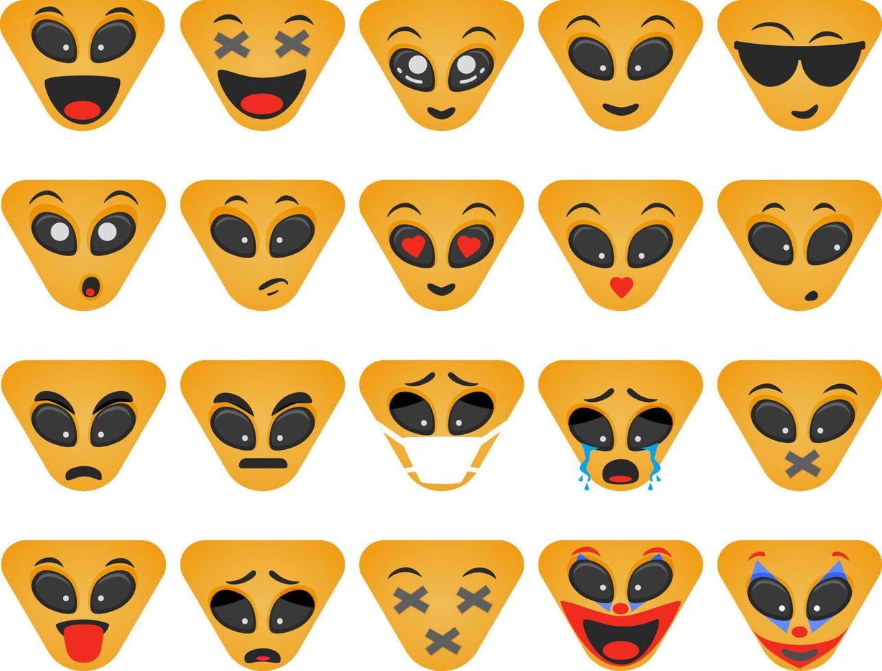 set triangolare di emoticon vettore