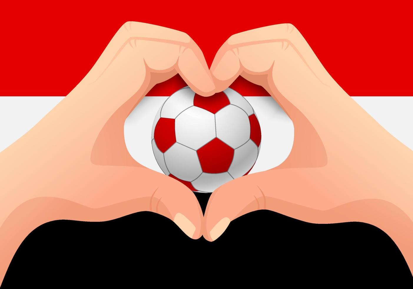 yemen pallone da calcio e mano a forma di cuore vettore