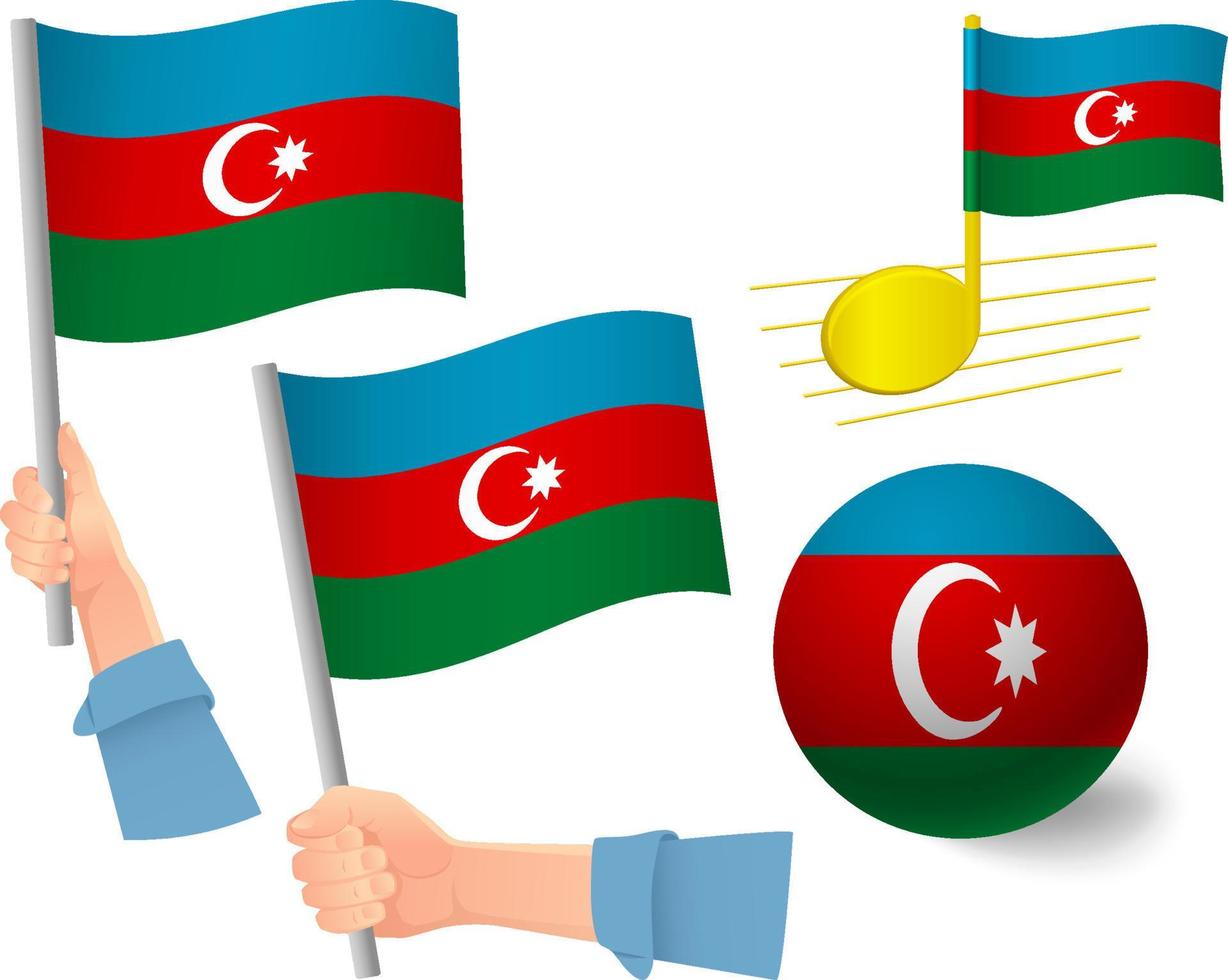 insieme dell'icona della bandiera dell'azerbaigian vettore