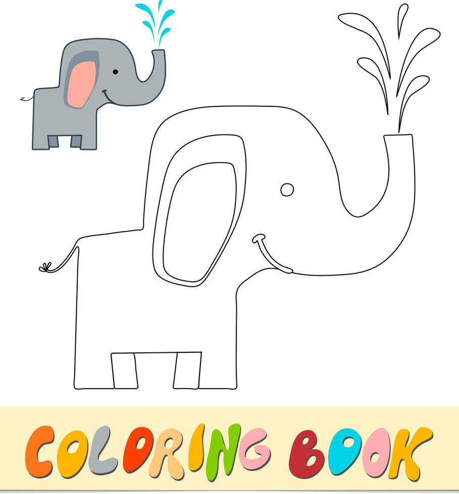 libro da colorare o pagina per bambini. illustrazione vettoriale in bianco e nero di elefante