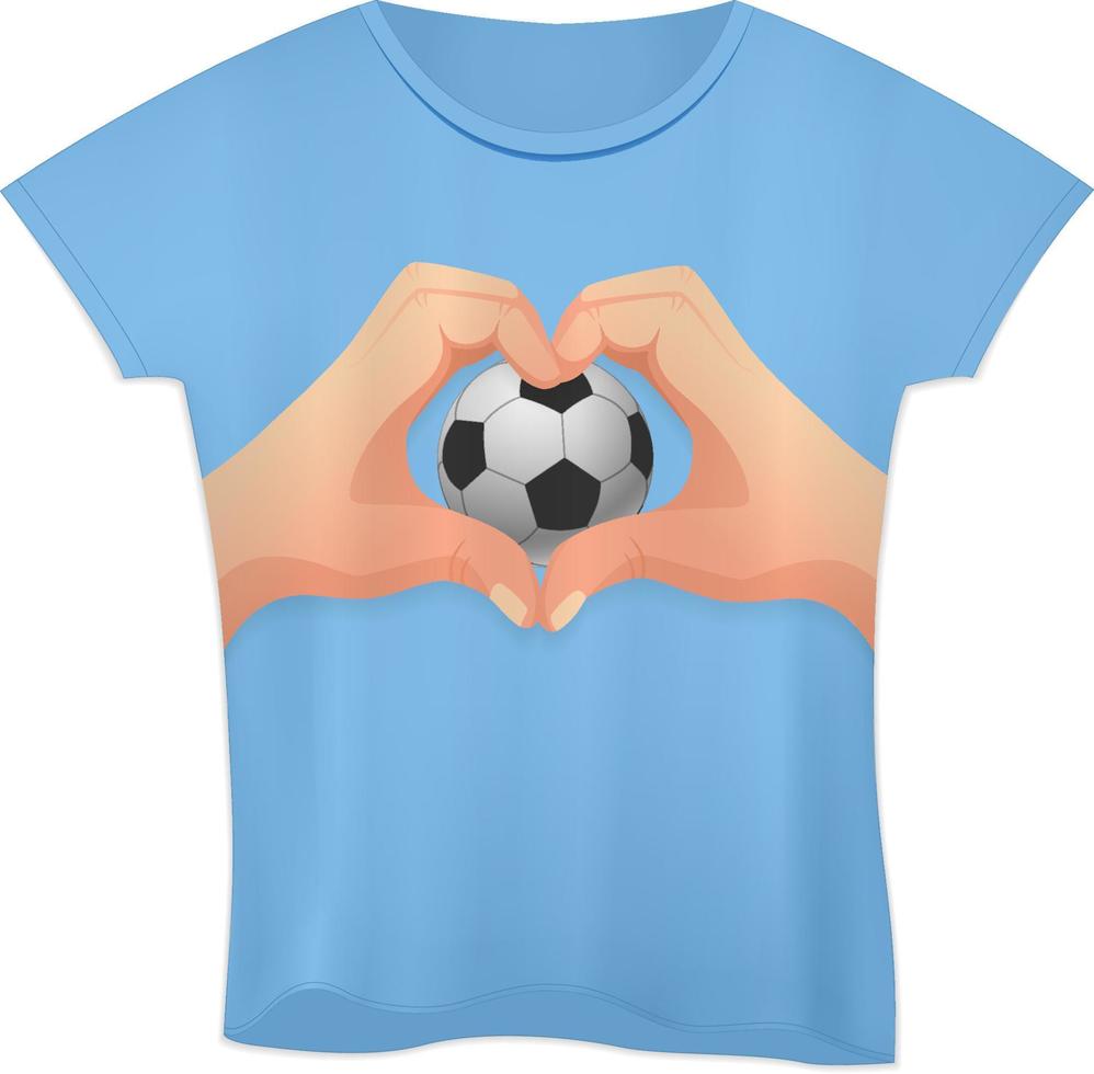 a forma di cuore della mano e pallone da calcio vettore