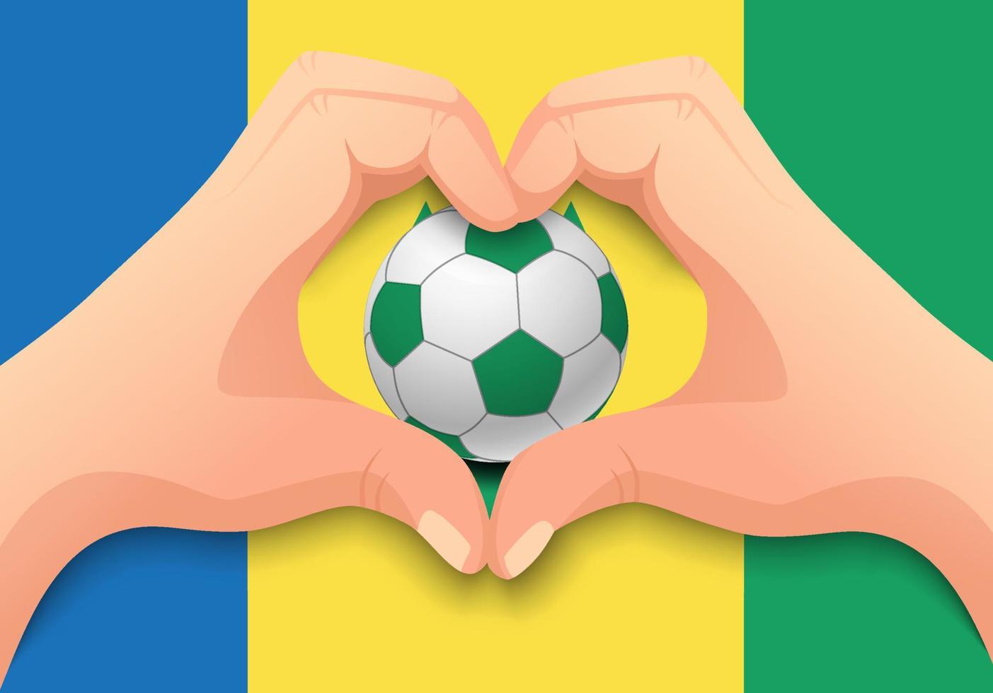 Saint Vincent e Grenadine pallone da calcio e mano a forma di cuore vettore