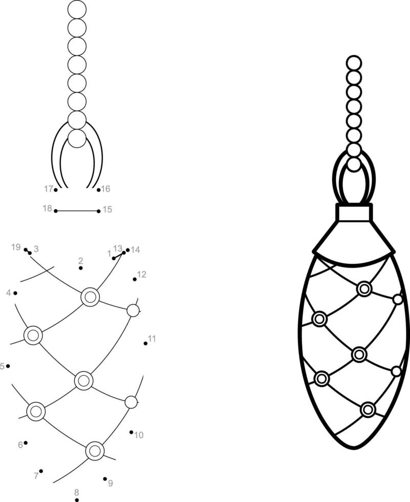 punto per punto puzzle di Natale per bambini. collegare il gioco dei punti. palla di Natale vettore