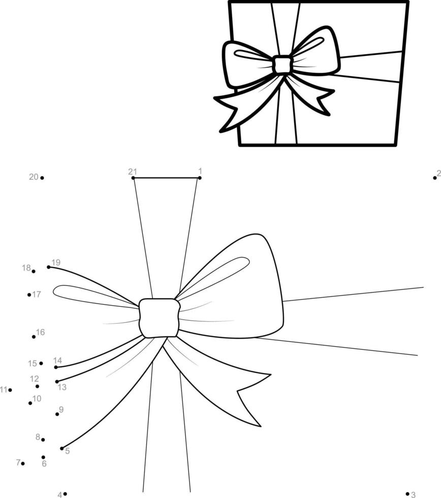 punto per punto puzzle di Natale per bambini. collegare il gioco dei punti. regalo di Natale vettore