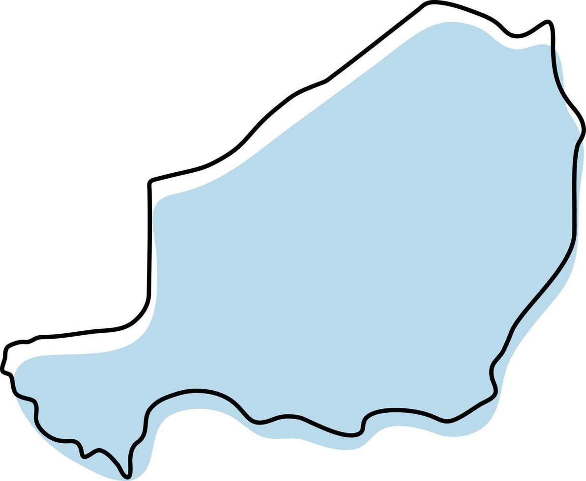 mappa stilizzata semplice dell'icona del niger. mappa di schizzo blu dell'illustrazione vettoriale del niger