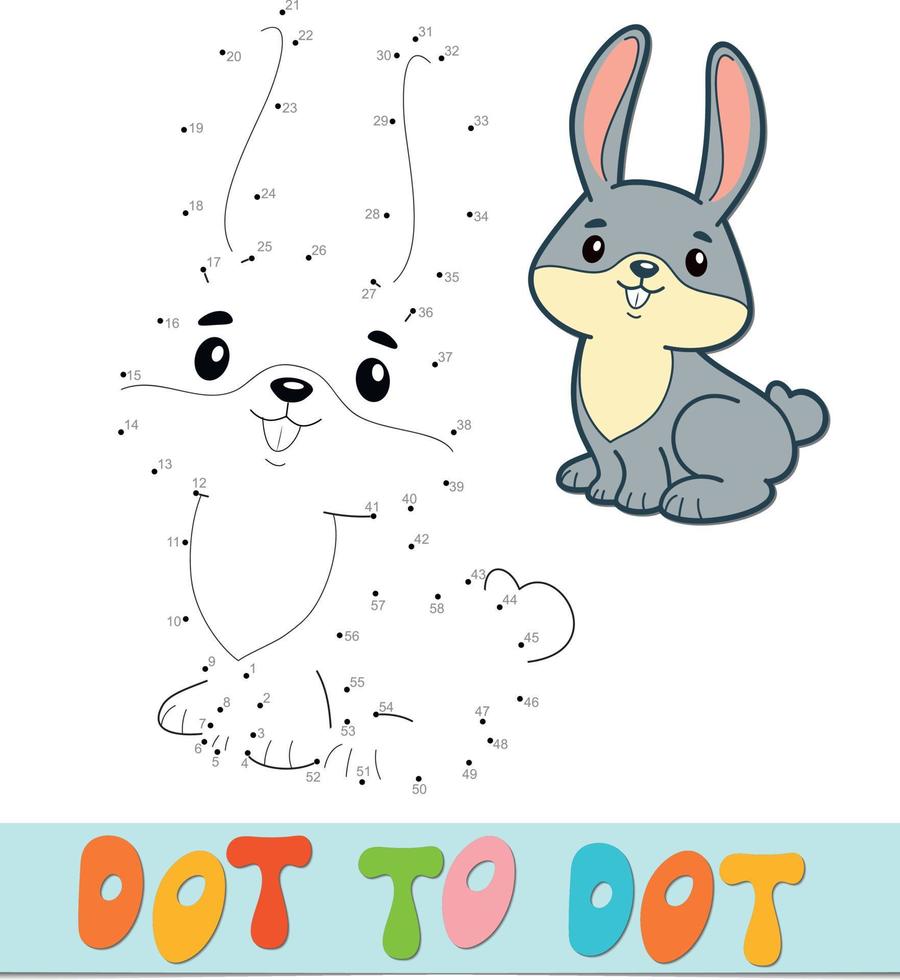 puzzle punto per punto. collegare il gioco dei punti. illustrazione vettoriale di coniglio