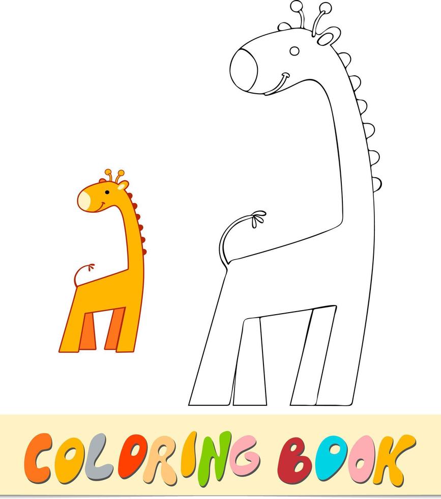 libro da colorare o pagina per bambini. illustrazione vettoriale in bianco e nero della giraffa