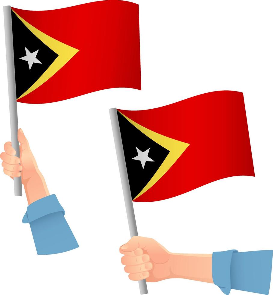 icona della bandiera di timor orientale in mano vettore
