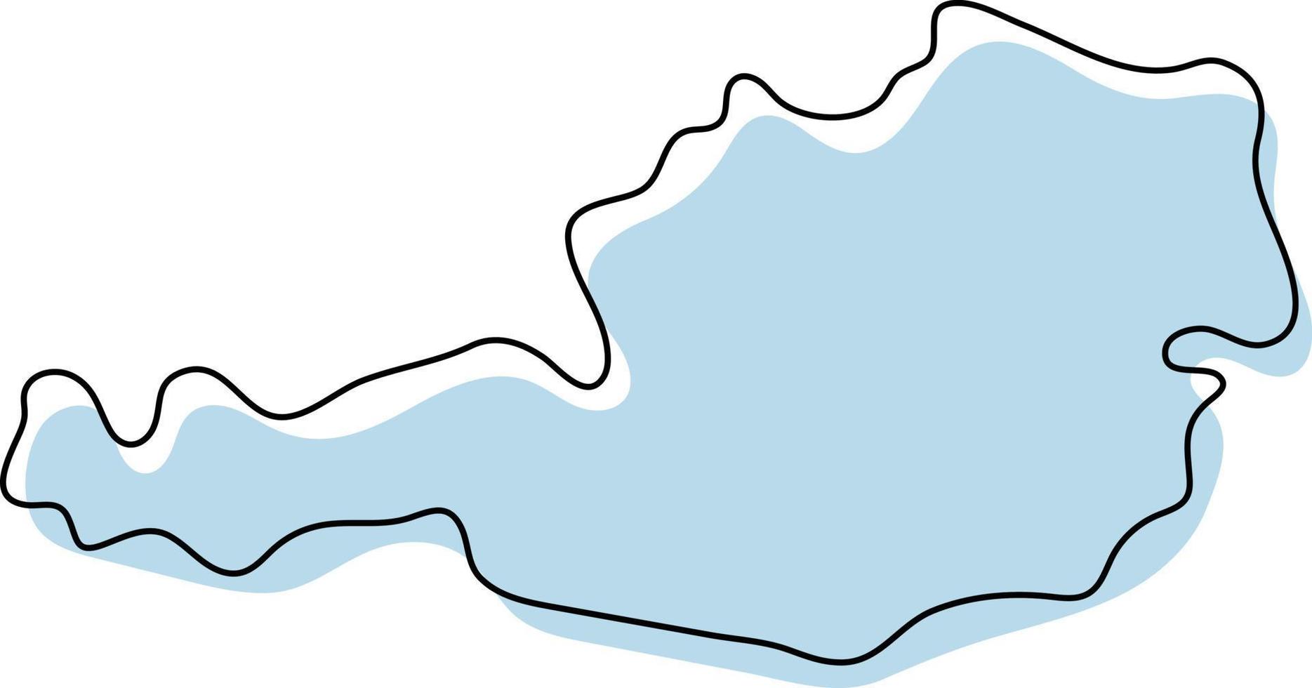 mappa stilizzata semplice dell'icona dell'austria. mappa di schizzo blu dell'illustrazione vettoriale dell'austria