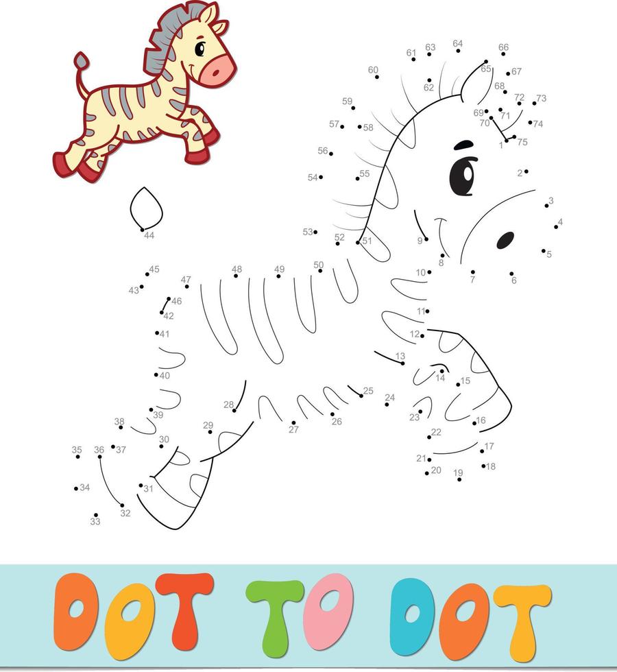 puzzle punto per punto. collegare il gioco dei punti. illustrazione vettoriale di zebra